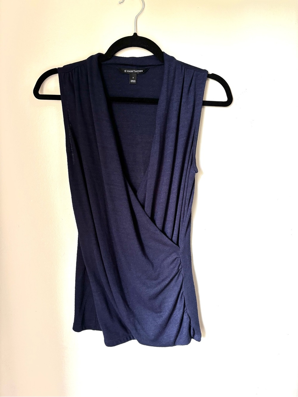 41 Hawthorn Navy Faux-Wrap Sleeveless Top
